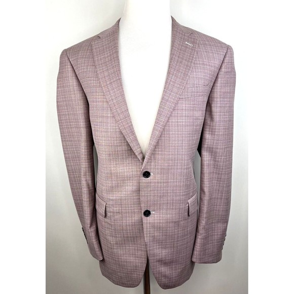 S. Cohen Custom Lanificio di Pray Wool Sport Coat Blazer Plaid Red Mens 44T - Picture 4 of 14
